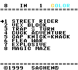 Broken menu for a hypothetical 8 in 1 game made up of 4B-001 and 4B-008.